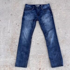 BKE Jake Straight Leg Jeans Mens 36L Dark Wash Distressed Denim Pants